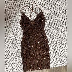 Sequin Cowl Mini Dress